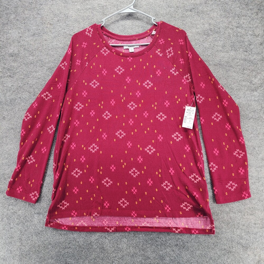 Sonoma Pajama Shirt Womens Medium Long Sleeve Red
